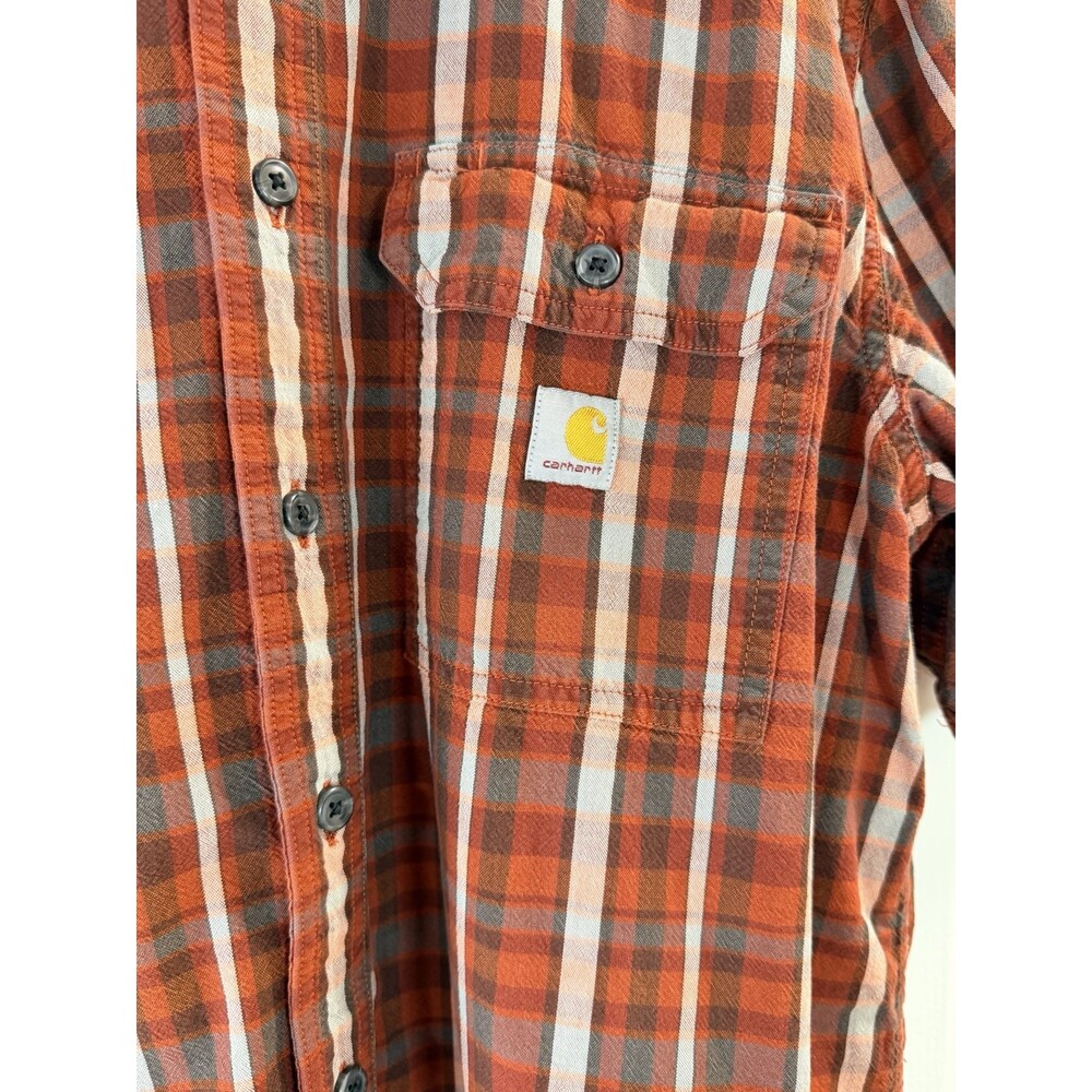Carhartt Men's LT Loose Fit Plaid Short Sleeve Button Down Cotton - Picture 7 of 7